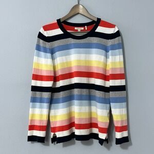 Barbour Cotton Sweater Women size 6 Multicolor Stripe Seaview Knit made in Italy
